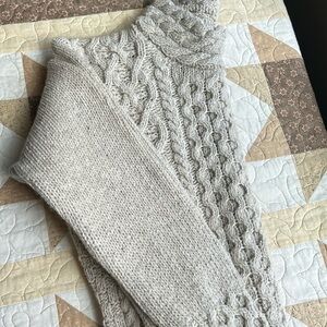 Irish high neck imported sweater, lovely dove gray, cashmere.